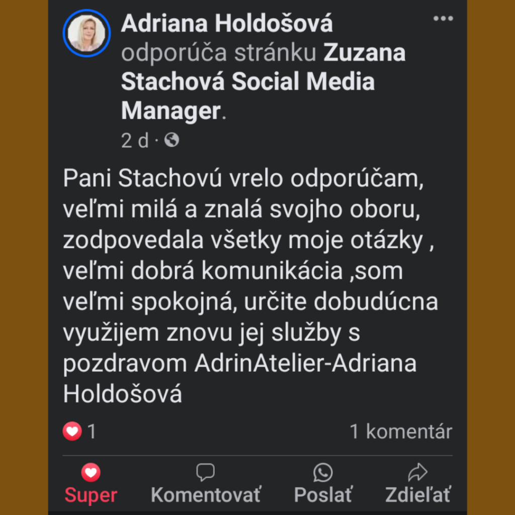 recenzia zuzana stachova social media manager